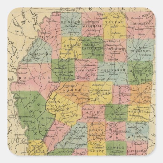 Mississippi 6 quadratischer aufkleber (Vorderseite)