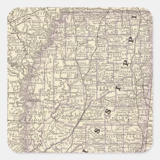 Mississippi 9 quadratischer aufkleber (Vorderseite)