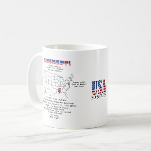 Mississippi American Staat auf einer Karte und Ein Kaffeetasse