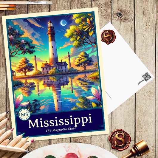 Mississippi | Anime Style Cel Schattenkarte Postkarte