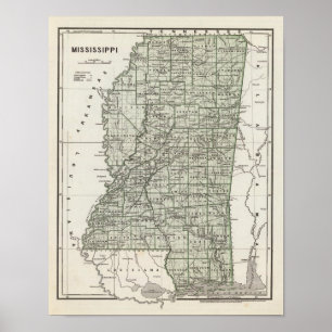Mississippi Atlas Karte Poster