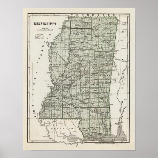 Mississippi Atlas Karte Poster (Vorne)