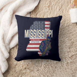 Mississippi Bundesstaat Vereinigte Staaten Karte V Kissen