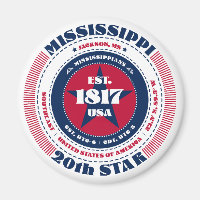Mississippi Circle Typografie Souvenir Magnet