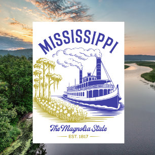 Mississippi Der Magnolia Staat Est. 1817 Vintag Postkarte