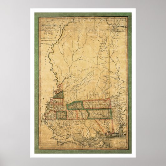 Mississippi Early Map von Melish 1820 Poster (Vorne)