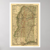 Mississippi Eisenbahnkarte 1888 Poster (Vorne)