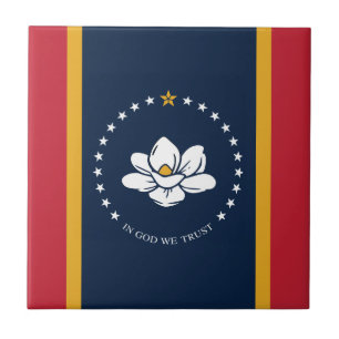Mississippi-Flagge - Neue Magnolien-Flagge Fliese
