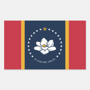 Mississippi-Flagge - Neue Magnolien-Flagge Rechteckiger Aufkleber
