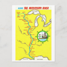 Mississippi Fluss Karte Vintage Postkarte