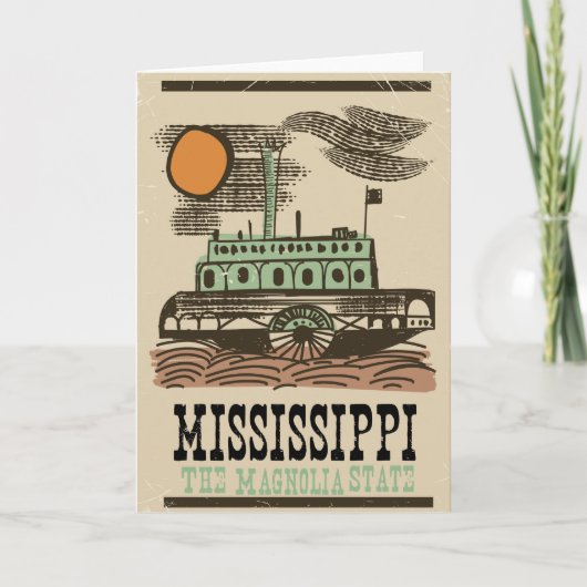 Mississippi Flussschiff Vintage Reiseplakat Feiertagskarte (Vorderseite)