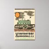 Mississippi Flussschiff Vintage Reiseplakat Leinwanddruck (Vorderseite)