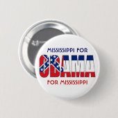 MISSISSIPPI FÜR OBAMA-Knopf Button (Vorne & Hinten)