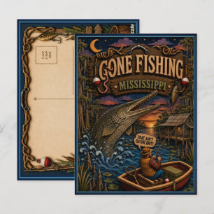 Mississippi Gone Fishing Alligator Gar Postkarte