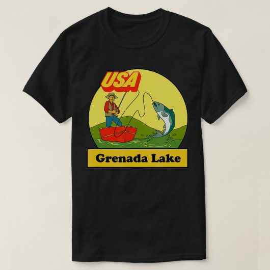 Mississippi Grenada Lake USA Retro Fishing Gift  T-Shirt (Design vorne)