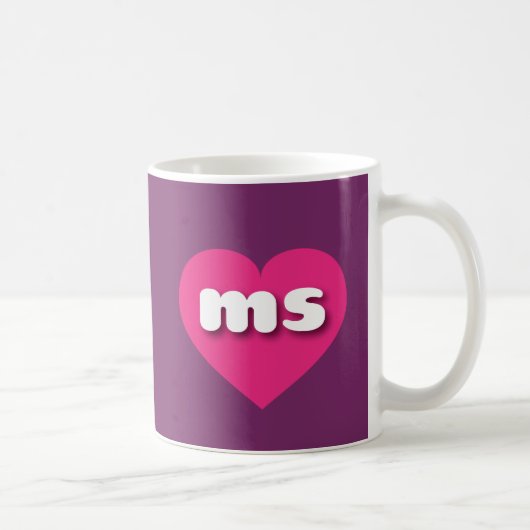 Mississippi - heißrosa Herz - I Liebe ms Kaffeetasse (Rechts)