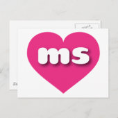 Mississippi - heißrosa Herz - I Liebe ms Postkarte (Vorne/Hinten)