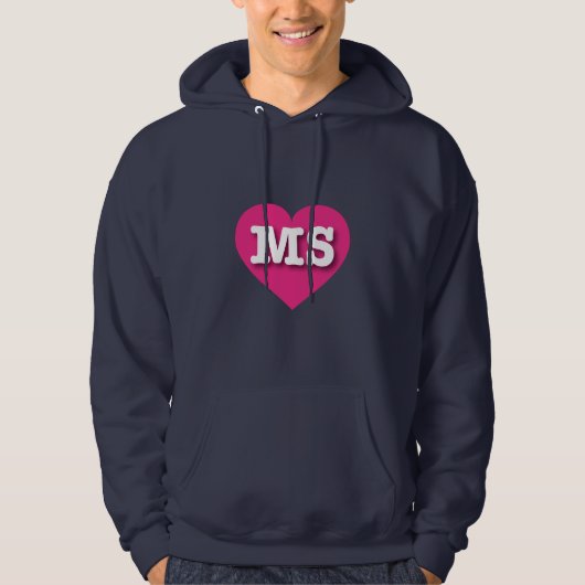 Mississippi Hot Pink Heart - I Liebe MS Hoodie (Vorderseite)
