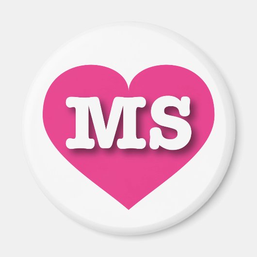 Mississippi Hot Pink Heart - I Liebe MS Magnet (Vorne)