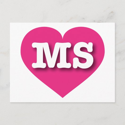 Mississippi Hot Pink Heart - I Liebe MS Postkarte (Vorderseite)