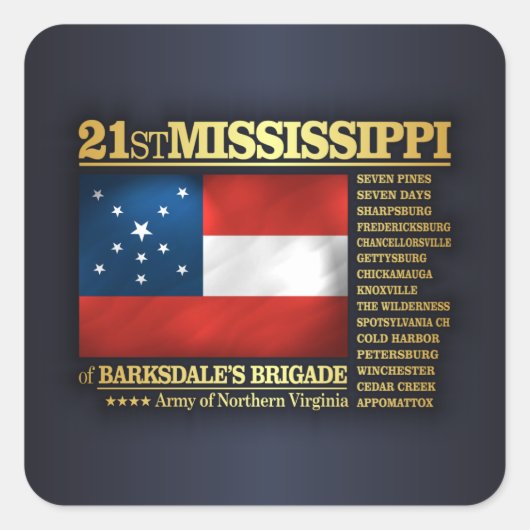 Mississippi Infantry (BA2) Quadratischer Aufkleber (Vorderseite)