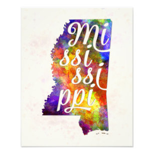 Mississippi IUS State im Watercolor text cut out.j Fotodruck