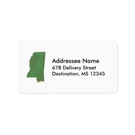 Mississippi-Karte Adressaufkleber (Vorne)