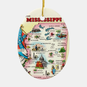 Mississippi Karte Keramik Ornament