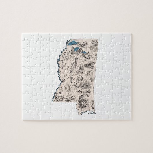 Mississippi-Kontur gestaltet Vintage Bildkarte Puzzle (Horizontal)