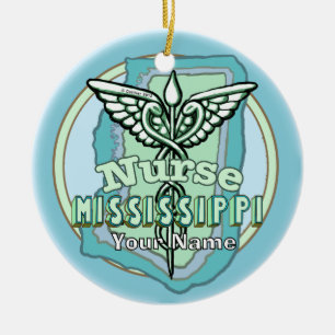 Mississippi Krankenpfleger Caduceus Keramik Ornament