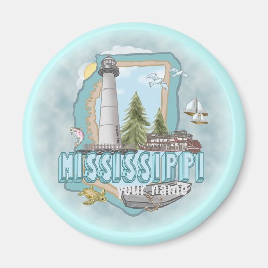 Mississippi Lighthouse-Magnet Magnet (Vorne)