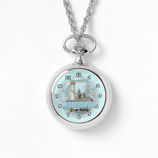 Mississippi Lighthouse-Uhr Armbanduhr (Vorderseite)