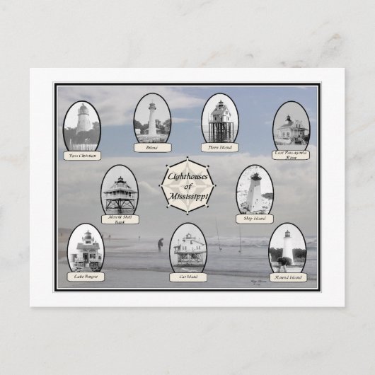 Mississippi Lighthouses-Beach-Szene Postkarte (Vorderseite)