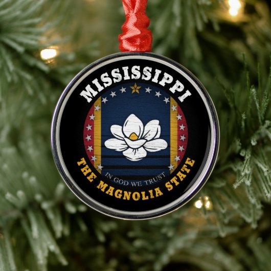MISSISSIPPI MAGNOLIA STAAT FLAG ORNAMENT AUS METALL (Baum)