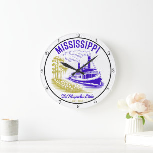 Mississippi Magnolie State Riverboat Große Wanduhr