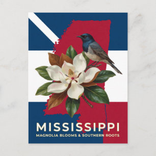 Mississippi-Magnolie und staatliches florales Erbe Postkarte