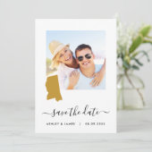 Mississippi Map Foto Wedding Save the Date Card (Stehend Vorderseite)