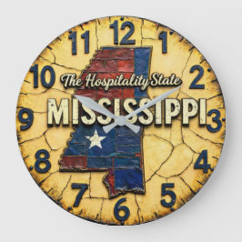 Mississippi map state The Hospitality Rustic Große Wanduhr