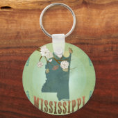 Mississippi Moderne Vintage Staat Karte - Grün Schlüsselanhänger (Vorderseite)