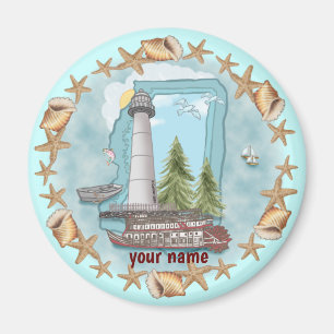 Mississippi Muscheln Leuchtturmmagnet Magnet