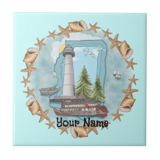 Mississippi Muscheln Lighthouse Tile Fliese (Vorderseite)