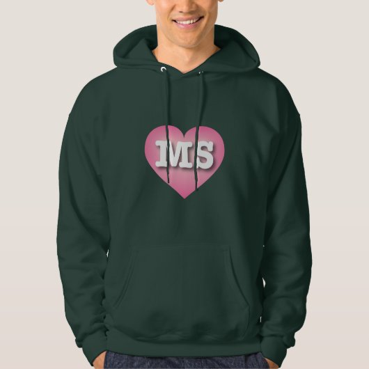 Mississippi Pink Fade Heart - I Liebe MS Hoodie (Vorderseite)