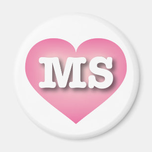 Mississippi Pink Fade Heart - I Liebe MS Magnet