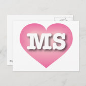 Mississippi Pink Fade Heart - I Liebe MS Postkarte (Vorne/Hinten)