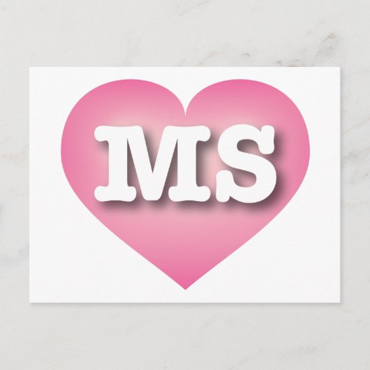 Mississippi Pink Fade Heart - I Liebe MS Postkarte (Vorderseite)