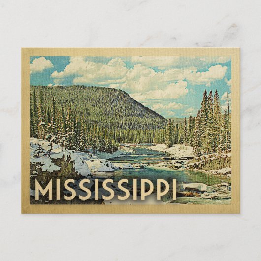 Mississippi Postcard Vintag Snowy Winter Nature Postkarte (Vorderseite)