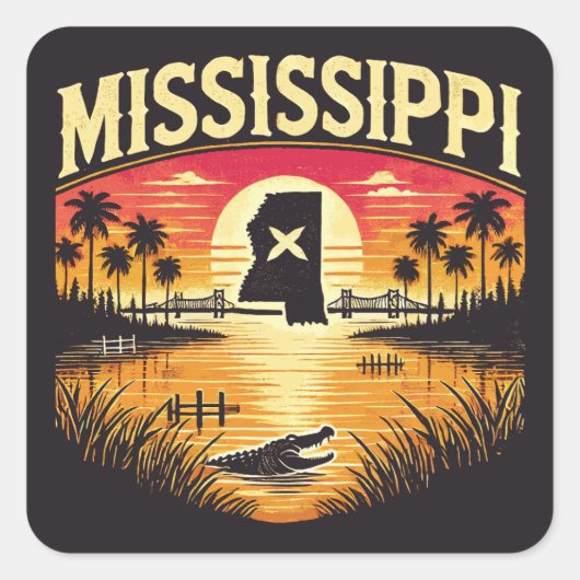 Mississippi Quadratischer Aufkleber (Vorderseite)