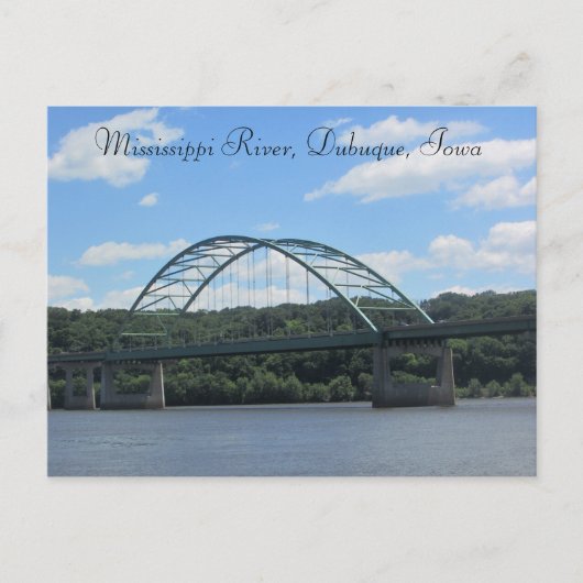 Mississippi River, Dubuque Iowa Bridge Postcard Postkarte (Vorderseite)
