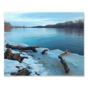 Mississippi River Icy Banks: Daybreak Fotodruck