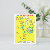 Mississippi River Map Vintage Postcard Postkarte (Stehend Vorderseite)